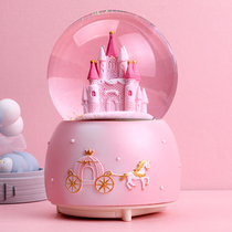 Sky City Music Box Castle Rotating Music Box Snowflake Crystal Ball Girl Childrens Birthday Gift Glass Ball