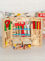 Childrens repair toolbox educational toy simulation disassembly and assembly woodworking box screw nut wooden boy playing House