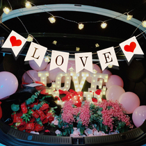 Birthday party proposal paper pull flag Love Love pull flower banner proposal props trunk romantic confession decoration