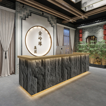 Custom cashier New Chinese style company bed and breakfast Front desk Reception desk Teahouse health picking ear museum Antique stone leather bar