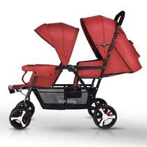 Shade three-wheeled dual-use simple split twin tires can lie down walking baby Two-seat twin strollers can sit and lie down