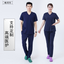 Mens and womens short sleeves with the same doctor nurse beauty salon operating room cotton knitted elastic hand washing clothes Yuesao clothing customization