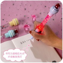  Ballpoint pen Cute girl creative student with multi-function bubble blowing pen Light roller seal luminous pen