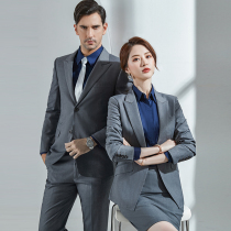 Thin suit suit female high-end gray teacher professional wear men and women with the same sales department real estate consultant overalls