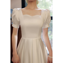Small white dress skirt can usually be worn daily license registration Summer dress Engagement satin High-end French