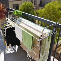 Drying clothes Window quilt balcony multifunctional shelf rack drying shoes small telescopic
