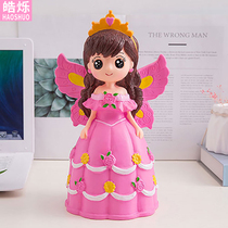 Creative cute princess wings girl piggy bank large enamel anti-drop doll piggy bank children holiday gift