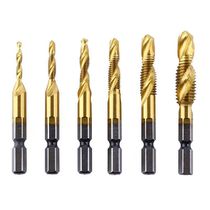 Titanium-plated composite tap 6-piece set M4M5M6 hand tapping drill machine tap tool drilling integrated