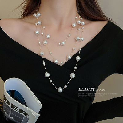 taobao agent Necklace, summer fashionable long sweater, small design advanced accessory, 2023 collection, trend of season