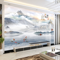 8D landscape painting TV background wall panel living room bamboo wood fiber integrated wall panel atmospheric decoration film and television Wall simple