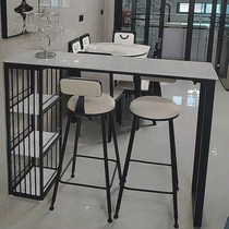 Nordic marble small bar table Household wall modern simple long high-legged table and chair Living room Wrought iron partition cabinet