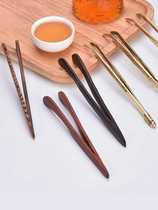 Tea clip bamboo tea tea cup tea clip solid wood tweezers tea tool tea set accessories pure copper six gentlemen set