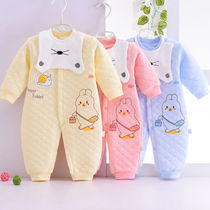 Baby jumpsuits autumn and winter men and women baby thickened warm clothes 0-1 year old autumn newborn clothes