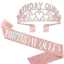 European and American BIRTHDAY QUEEN love BIRTHDAY crown colorful ribbon shoulder strap party supplies set