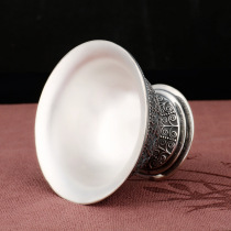 Nepal for Buddhist supplies pure silver plum flower water cup with short foot holy water cup