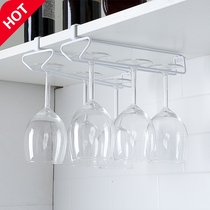 Wine glass rack Upside down Hanging wine glass rack Punch-free simple kitchen cabinet hanging basket shelf