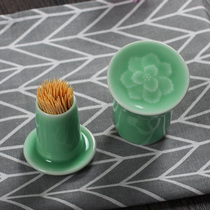 Longquan celadon tableware matching porcelain toothbox ceramic household toothpick box cotton sign tube