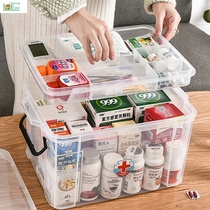 Medicine box capacity First aid box Household medicine Medical double-layer large medicine transparent family storage box Large