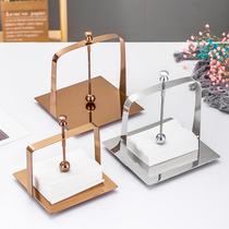 Creative stainless steel paper towel holder Restaurant hotel countertop paper towel rack Simple kitchen KTV ornaments Vertical paper press holder