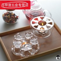 Candle warm tea stove Flower tea pot insulation base Heart-shaped glass tea set Candle heating tea house Tea cup Tea warmer