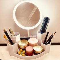 Makeup mirror containing box integrated with lamp rechargeable desktop mirror LED light comb makeup mirror beauty rack tonic light
