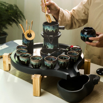 Tea tray household purple sand tea set set simple water storage ceramic round tea tray small tea tray tea tray stone grinding tea tray