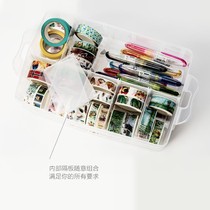 And paper tape storage box three-layer thickened student transparent plastic box multi-function Handbook stationery box box