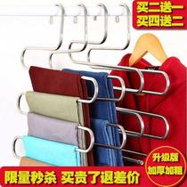 Stainless steel pants rack non-slip multi-layer storage multi-function wardrobe thickened S-type indoor multi-function pants clip hanger