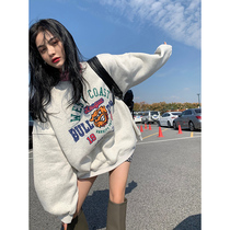 Xiaoxi Lord Ensemble 2022 Autumn Winter New Cavet Thickened Jacket Blouse Loose Cartoon Printed Necropolis