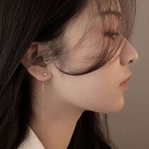 Simple cold wind small earrings sleep without picking S925 sterling silver square ear wire net red temperament Joker earrings female