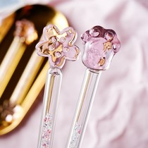 Creative high temperature resistant glass mixing rod coffee girl heart cherry blossom wine milk tea stirring manual household commercial