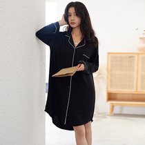 Spring and Autumn Modal Nightdress Ladies Thin Long Sleeve Cardigan Sexy Plus Size Winter Pajamas Long Family Suit