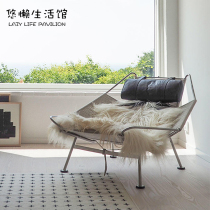 Danish designer Weathered Wind Minimalist Single Leisure Reclining Classic Weaving Flag Rope Chair