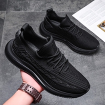 X0ANTA0C men's shoes 2021 new summer all black deodorant breathable fly woven work leisure sports running shoes