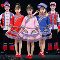 New childrens Zhuang clothes 56 ethnic minorities clothing Guangxi March Three Miao ethnic Yao ethnic Yi ethnic performers in costume