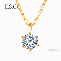 ILCO Japanese light luxury jewelry 18K gold single diamond necklace female diamond pendant choker color gold six claws