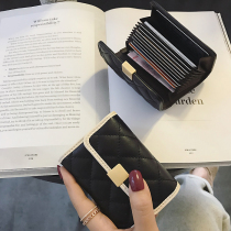 Sweet in the heart 2019 new European and American simple leather buckle lingge short cowhide small card bag womens multi-card position