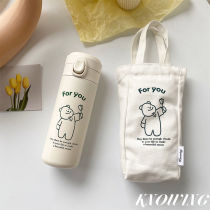 INS large capacity Korean version of simple cute high value Harajuku wind super cute student girl heart thermos cup female portable