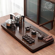 Sanyuan purple sand Kung Fu tea set Home living room office meeting guests Automatic integrated tea tray Tea table Tea tray