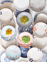 2 pieces of Japanese ceramic plate tableware set hand-painted underglaze irregular plate plate plate dish for home use