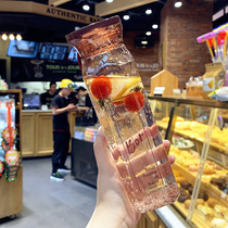 Summer simple fresh plastic cup Korean version of personality creative hand cup men and women students couple portable trend water Cup