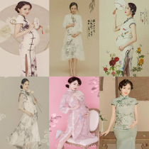 Pregnant women photography costume retro style cheongsam studio maternity dress Chinese style meticulous painting pregnant woman photo photo costume