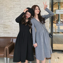 Pregnant womens skirt autumn foreign-made pregnant womens dress over the knee high waist sweater skirt wear pregnant womens base skirt