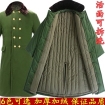 Military cotton coat winter thickened men and women long cold storage Labor Insurance Northeast green coat wash cold work clothes cotton jacket