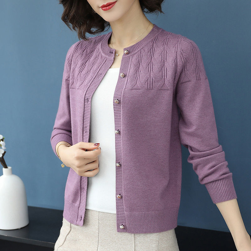 Knitted cardigan womens 2020 spring and autumn new Korean version of loose-fitting round-necked cardigan sweater sweater jacket short