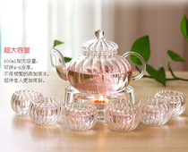 Heat-resistant glass tea set Complete set of tea set Black tea flower tea pot Pumpkin pot Striped crystal Teapot Herbal tea set
