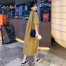 Pregnant women dress new large-size loose mid-long overlap cotton T-shirt summer dress fashion dress