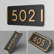 Door number customized non-hole self-adhesive high-grade light luxury three-dimensional digital stickers creative Nordic Villa modern style ktv box apartment hotel rental room household number production
