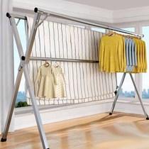 de clothes rack landing folding indoor and outdoor clothes hanger double-rod type balcony hanger X simple clothes airer