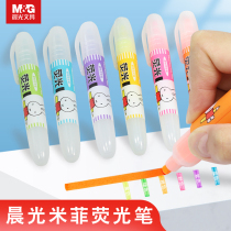 Morning light color highlighter pen hipster Mifei fragrance silver light pen 6-color highlighter pen marker pen color rough key set students mark a set of 3 MF5301